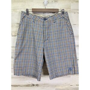 Katin Mens Blue Plaid Flat‎ Front Chino 9" Inseam Shorts Size 32